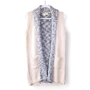 Simply Noelle Sweater Open Cardigan Long Tight Knit Pockets Womens S / M